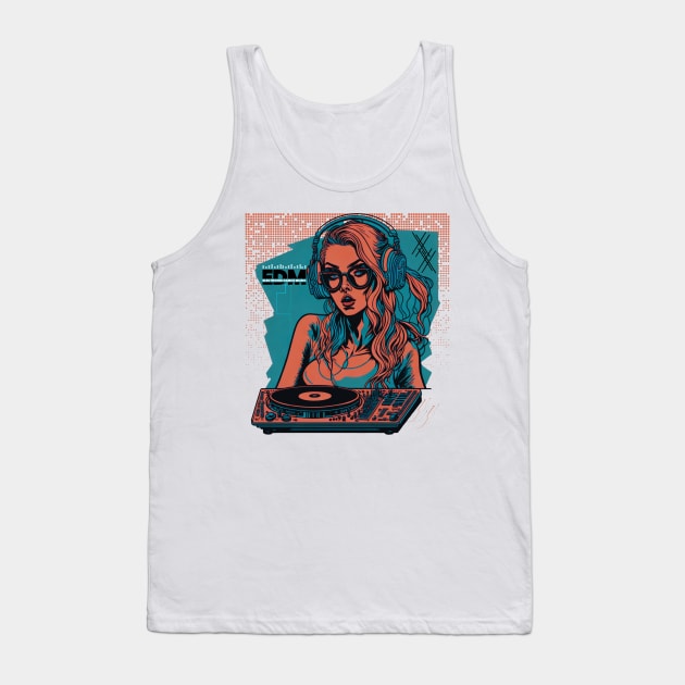 EDM DJ Girl! Blue/Orange Tank Top by SocietyTwentyThree